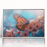 Art deco poster of a bird in flight, rendered in soft pastel shades on a white framed acrylic, suitable for nursery wall art.