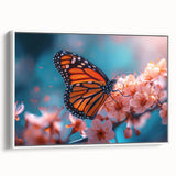 Framed canvas featuring a vintage poster art of colorful birds, ideal for living room decor.