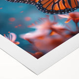 Art deco poster of vibrant, colorful peacock on rolled canvas, suitable for dining room wall art.