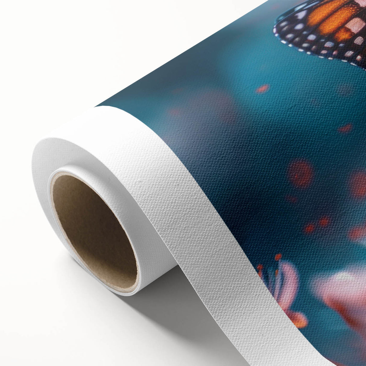 Art deco poster of vibrant birds in flight, printed on rolled canvas, ideal for nursery wall art.