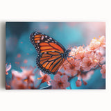 Black and white photo of a bird perched on a branch on stretched canvas, ideal for kitchen wall art.