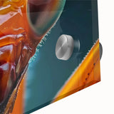 Mid-century modernist large abstract wall art featuring a close-up of birds, in vibrant hues on acrylic glass.