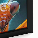 Close-up of a bird on black textured canvas, featuring vibrant colors, ideal for extra large living room wall art.