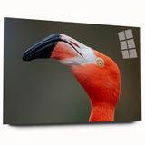 Acrylic print of abstract bird design with vibrant blue and green hues, suited for bedroom or dining room art.