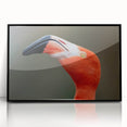 Large abstract wall art featuring a mid-century modernist bird design in black and white, framed acrylic.