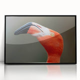 Large abstract wall art featuring a mid-century modernist bird design in black and white, framed acrylic.