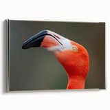 Framed canvas of a colorful landscape art painting featuring birds in flight, set against a black background.