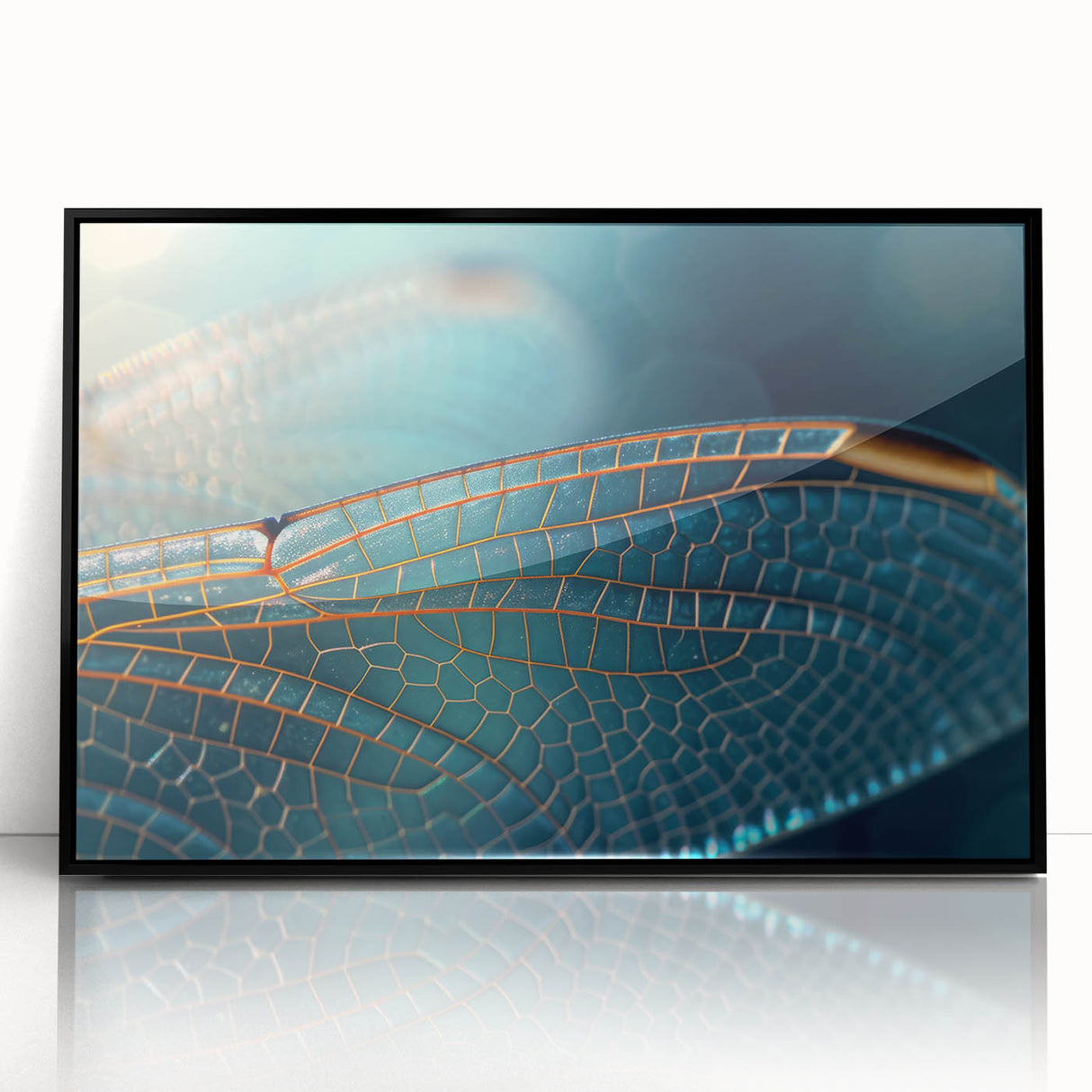 Large abstract wall art featuring a mid-century modernist bird design in muted earth tones, acrylic print framed in black.