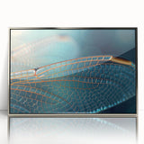 Mid-century modernist art of a bird in muted earth tones, acrylic print in silver frame, suitable for nursery wall decor.