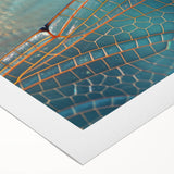 Art deco poster of a vibrant, colorful peacock on rolled canvas, suitable for dining room decor.