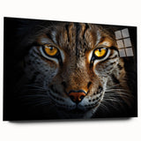 Large abstract wall art featuring a close-up of a bird in vibrant colors on acrylic glass.