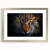 Textured art print of abstract bird design in silver frame, using a palette of gray and blue, ideal for bedroom art.