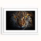 Abstract art print of a bird in muted earth tones on a white framed canvas, suitable for bedroom or dining room decor.