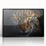 Large abstract wall art featuring a mid-century modernist birds design in muted colors, framed in black acrylic.