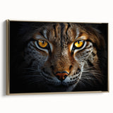 Framed canvas of a vintage-style landscape painting featuring a serene bird scene in muted gold and black tones.