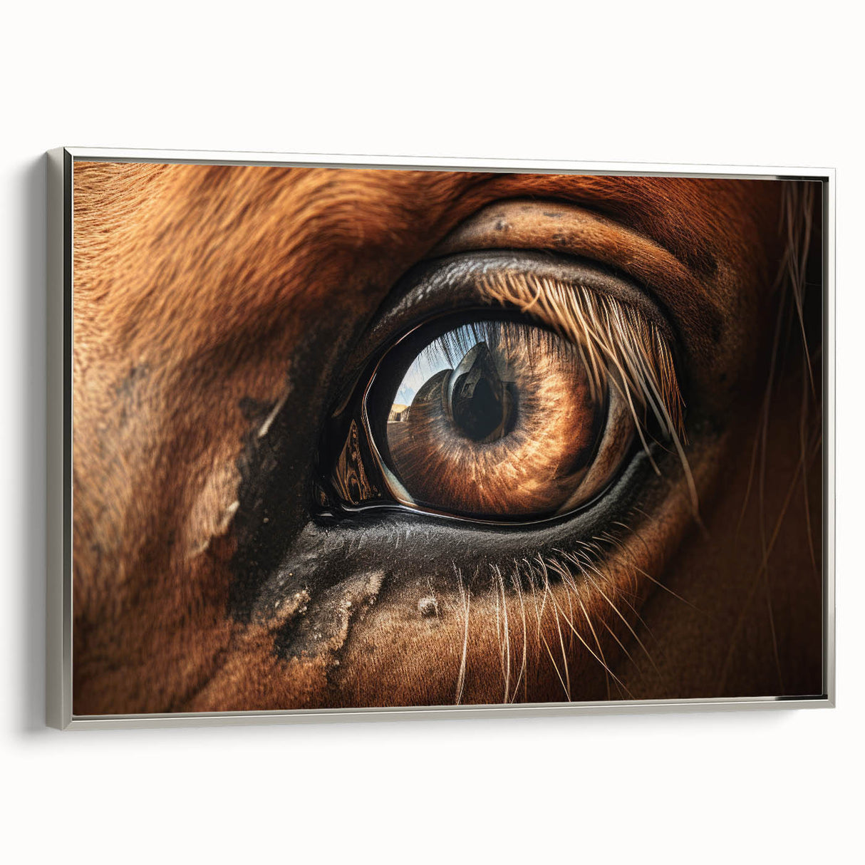 Framed canvas featuring a colorful landscape art painting with vintage poster art style.