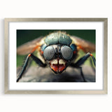 Textured art print of abstract birds in soft gray and silver tones, framed with a silver mat, ideal for bedroom wall decor.