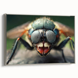 Framed canvas landscape art painting featuring a colorful bird in flight against a black background.