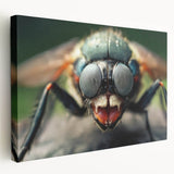 A close-up image of a bird perched on a branch, rendered in vibrant green and yellow tones on a stretched canvas.