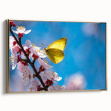 Framed canvas depicting a vintage-style landscape with a black bird in muted earth tones, ideal for bedroom wall art.