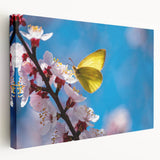 Close-up image of a bird on a branch, rendered in muted earth tones on a stretched canvas, suitable for kitchen wall art.