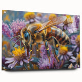 Close-up of a bird on acrylic glass, featuring soft blue and grey tones, ideal for modern bedroom or dining room decor.