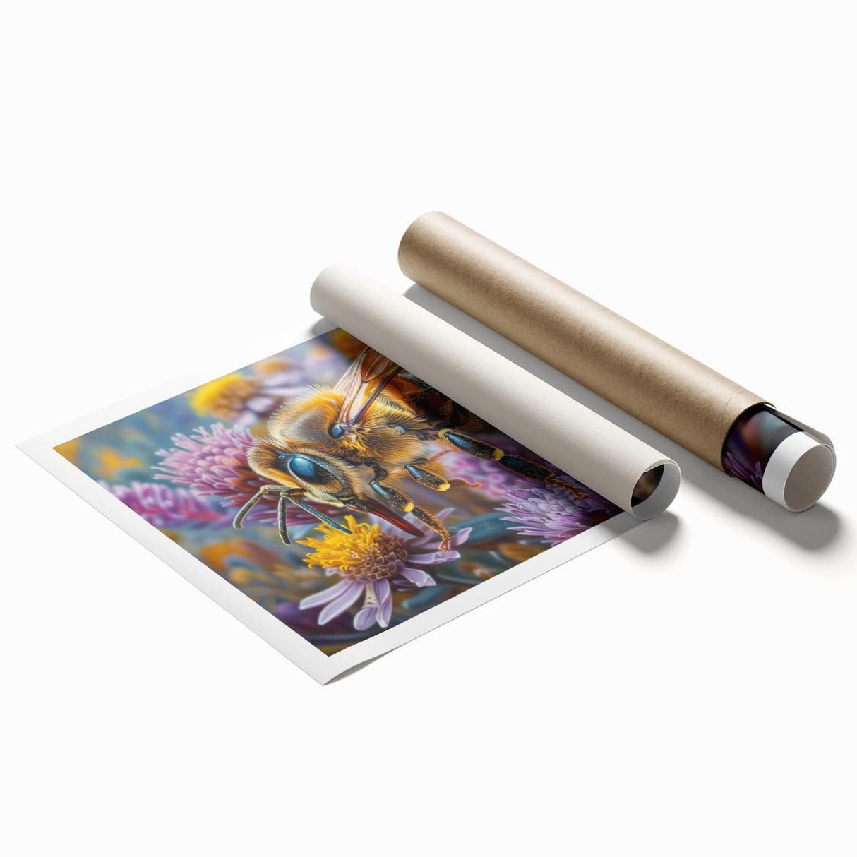 Close-up of a bird in pastel shades on a rolled print, suitable as extra large wall art for a classy bathroom.