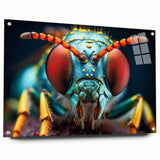 Acrylic glass print of a large abstract bird design in muted earth tones, ideal for bedroom or dining room decor.