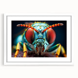 Abstract art print of a bird in pastel shades on a white framed canvas, suitable for bedroom or dining room decor.