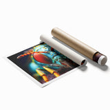 Extra large rolled print of a close-up bird design in muted earth tones, ideal for classy bathroom wall art.