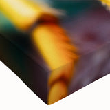 Black and white photograph of a landscape on stretched canvas, featuring a detailed bird in flight.