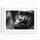 Abstract art print of a bird in muted gray and pastel blue on a white framed canvas, suitable for dining room decor.