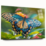 Large abstract wall art of a bird in muted earth tones on acrylic glass, ideal for bedroom or dining room decor.