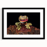 Extra large abstract art print featuring a colorful, textured depiction of birds in flight on a black framed canvas.