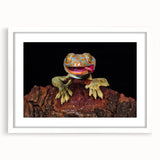 Abstract art print of birds in flight, using soft pastel shades on a framed white mat, ideal for dining room decor.