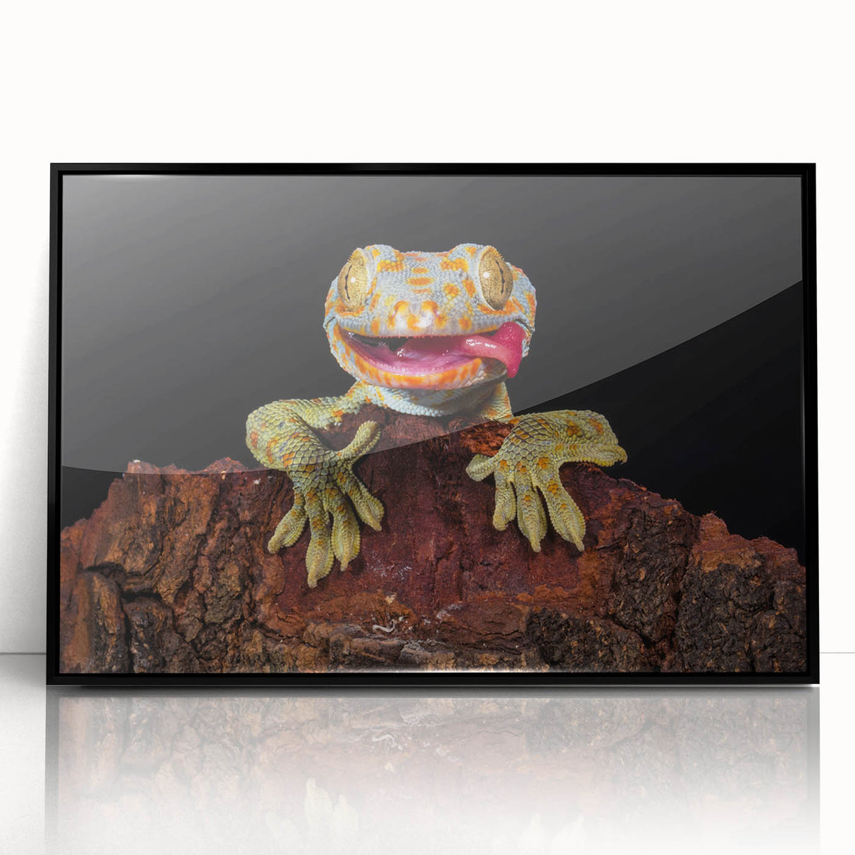 Large abstract wall art featuring a close-up of birds, rendered in muted earth tones on framed acrylic.