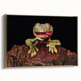 Framed canvas depicting a serene landscape with birds in flight, rendered in muted earth tones, ideal for bedroom wall art.