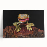 Black and white photo of a bird perched on a branch, printed on large stretched canvas.