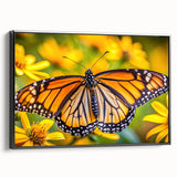 Black and white landscape art painting of birds in flight, presented on framed canvas, suitable for bedroom wall decor.