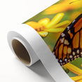 Art deco poster of vibrant birds on a rolled canvas, ideal for nursery wall art.