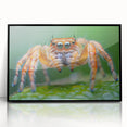 Large abstract wall art featuring a close-up of a bird in pastel shades, framed in black acrylic.