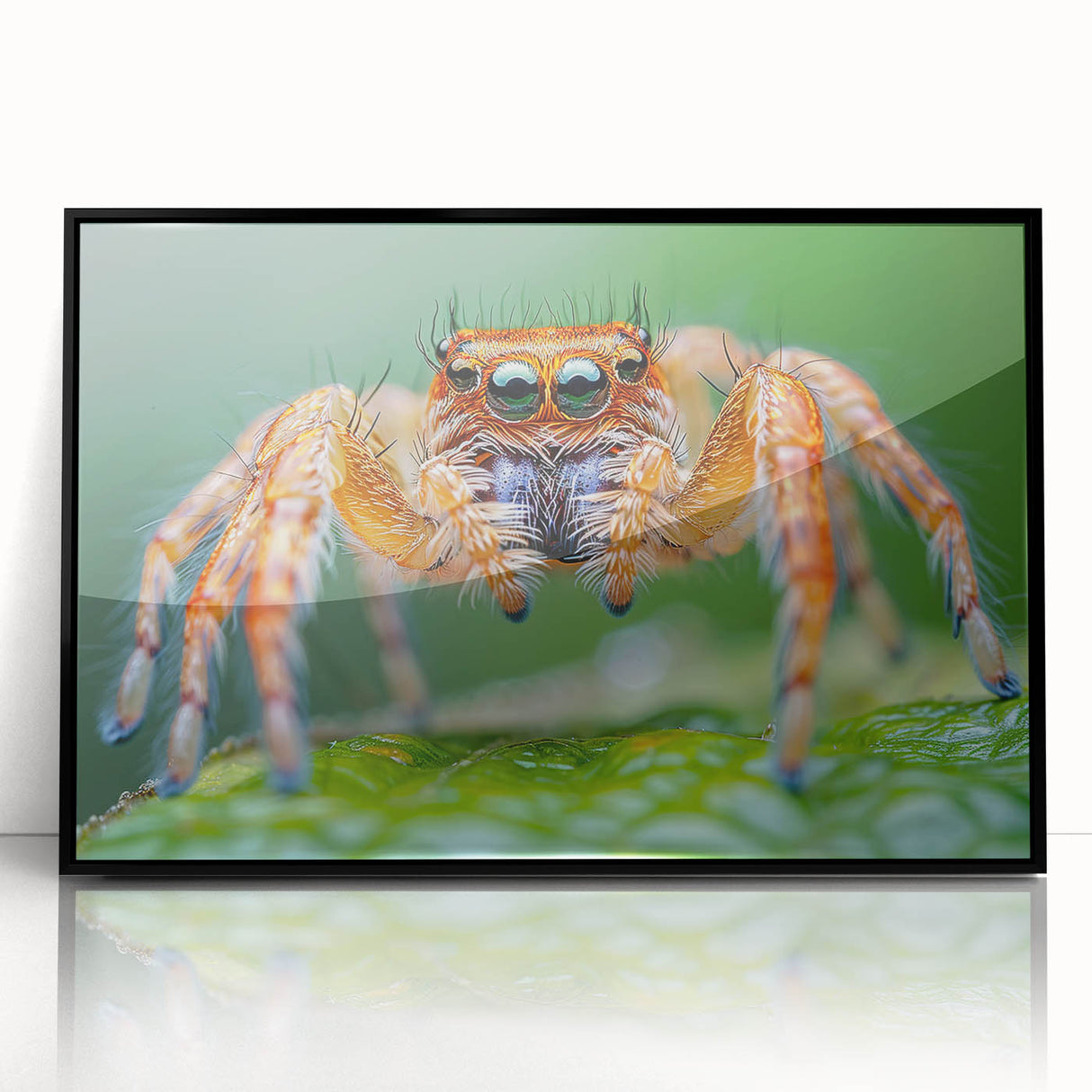 Large abstract wall art featuring a close-up of a bird in pastel shades, framed in black acrylic.