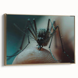 Framed canvas of a vintage-style landscape painting featuring a serene bird scene, ideal for bedroom wall décor.