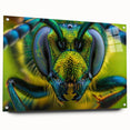 Close-up image of a bird in vibrant colors on acrylic glass, suitable for bedroom or dining room decor.