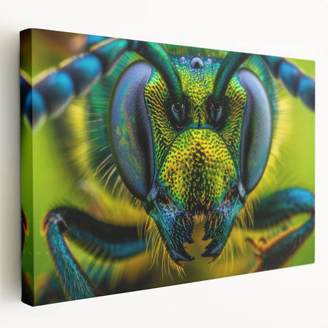 Close-up of a bird in vibrant colors on a stretched canvas, suitable for kitchen wall art.