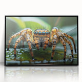 Large abstract wall art featuring a mid-century modernist birds design on a black acrylic frame.
