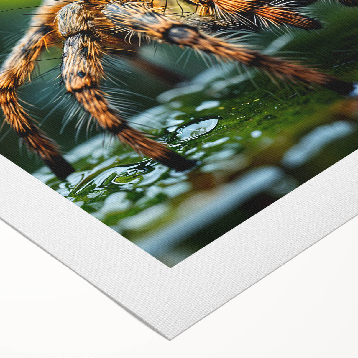 Art deco poster featuring a close-up of a bird in vibrant green and blue tones on rolled canvas.
