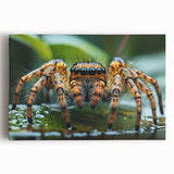 Black and white close-up photo of a bird on stretched canvas, ideal for kitchen wall art.