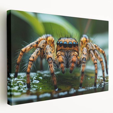 Close-up image of a bird in vibrant colors on a stretched canvas, suitable for kitchen wall art.