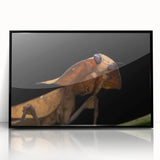 Large abstract wall art featuring a mid-century modernist birds design in black and white tones on framed acrylic.